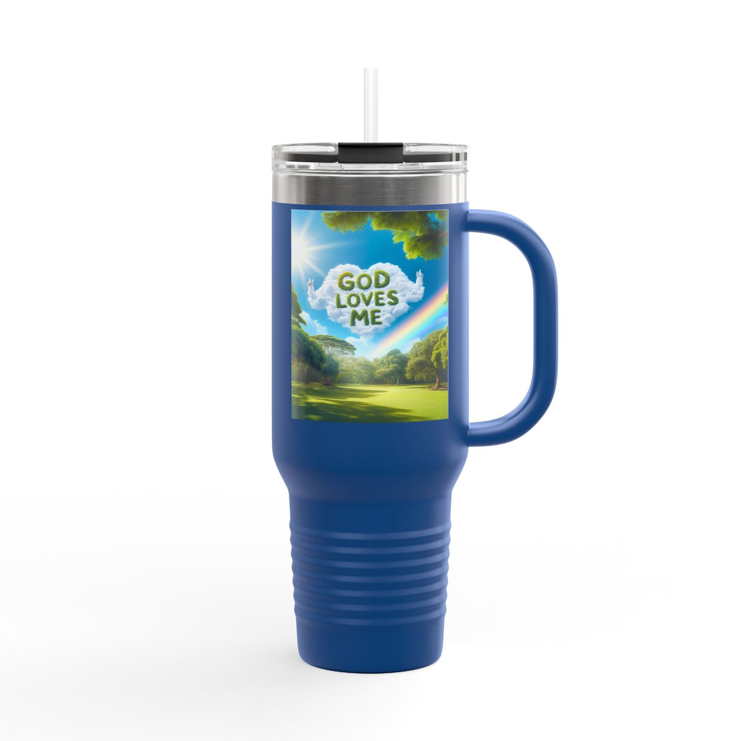 Inspirational Insulated Travel Mug, God Loves Me Mug, Motivational Coffee Tumbler, Eco-Friendly Travel Mug, Gift for Nature Lovers