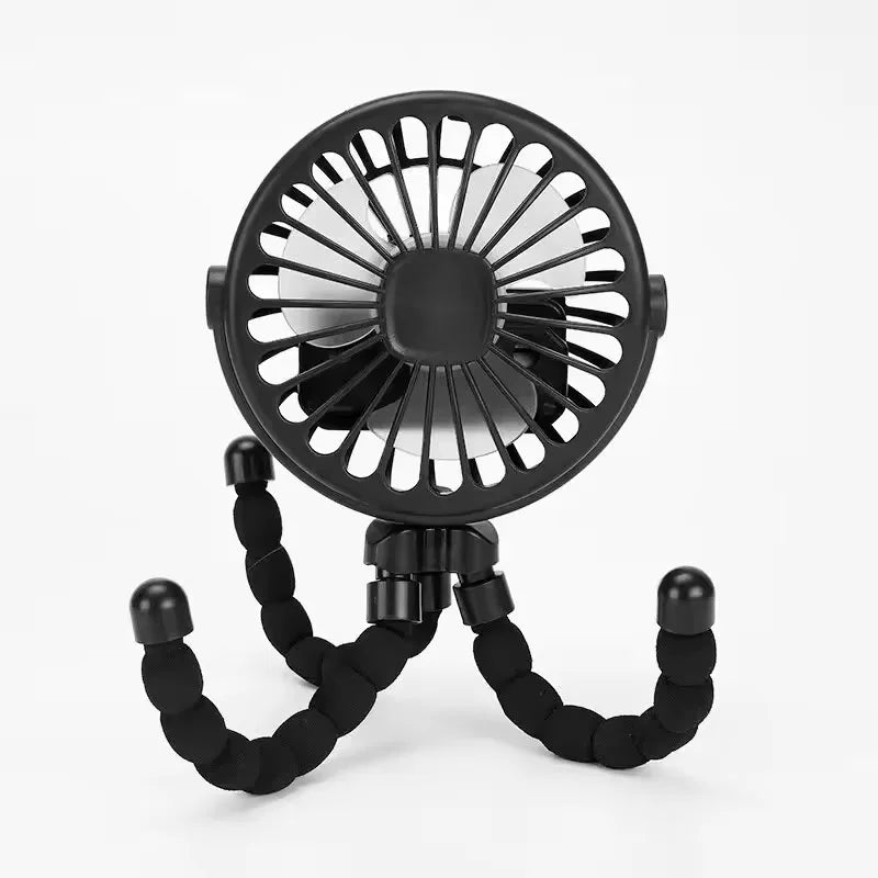 Baby Hand Held Mini Octopus Stroller Fan USB Charging Bladeless Small Folding Fan Mini Silent