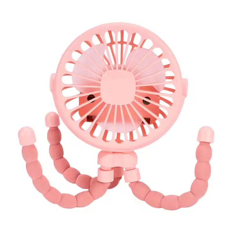 Baby Hand Held Mini Octopus Stroller Fan USB Charging Bladeless Small Folding Fan Mini Silent