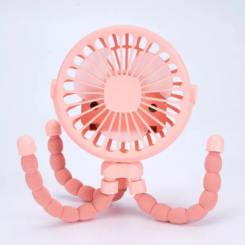 Baby Hand Held Mini Octopus Stroller Fan USB Charging Bladeless Small Folding Fan Mini Silent