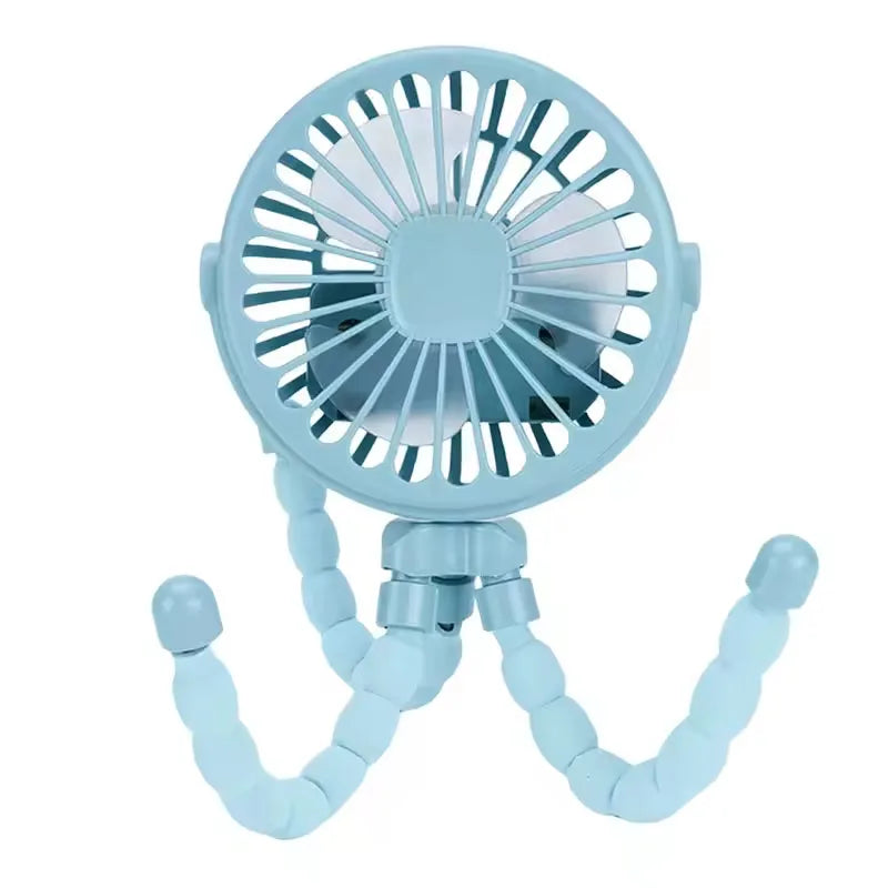 Baby Hand Held Mini Octopus Stroller Fan USB Charging Bladeless Small Folding Fan Mini Silent