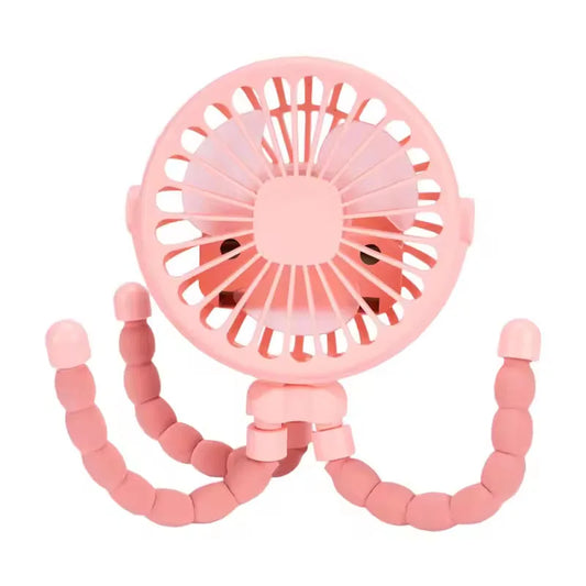 Baby Hand Held Mini Octopus Stroller Fan USB Charging Bladeless Small Folding Fan Mini Silent