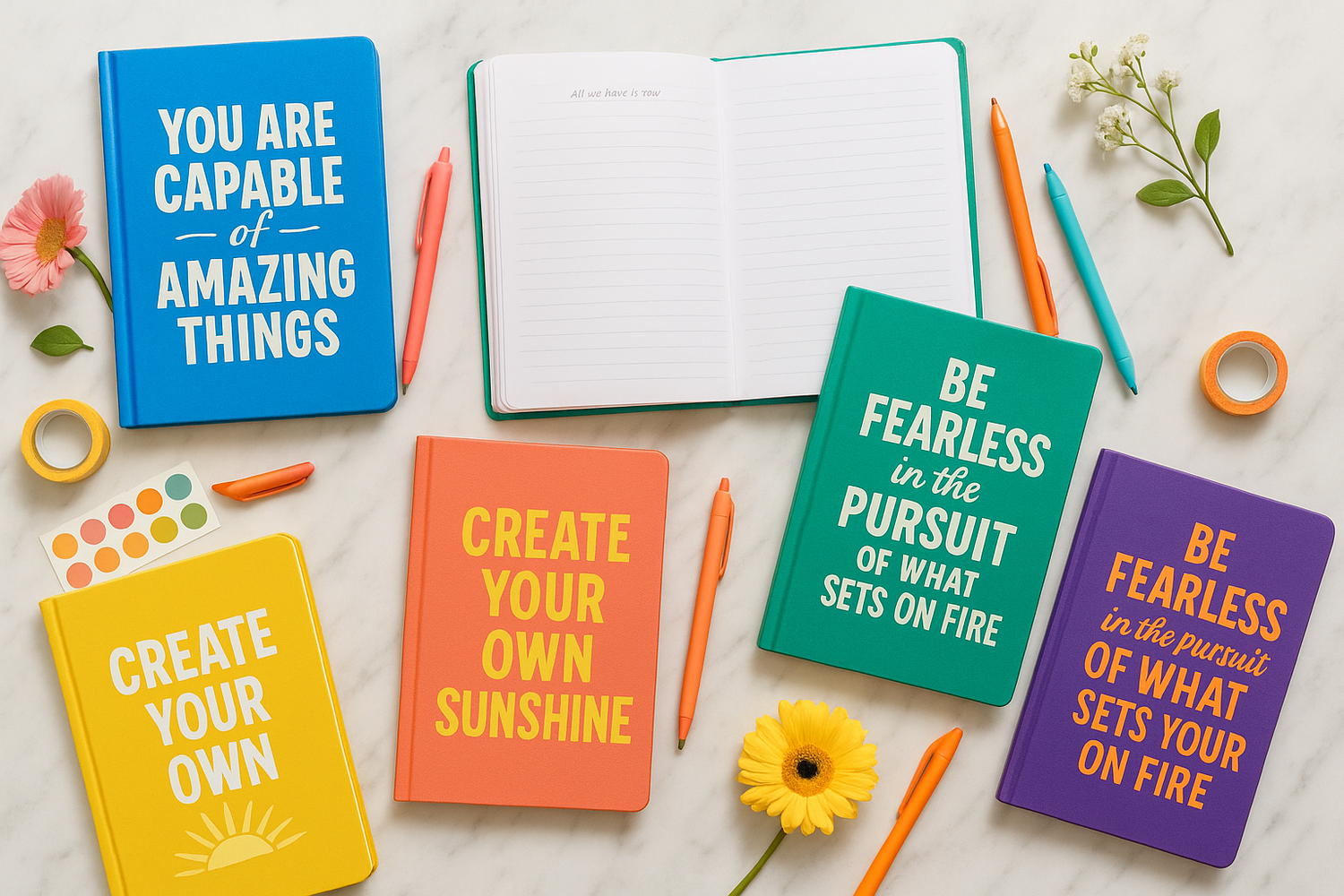 Inspirational colorful journals